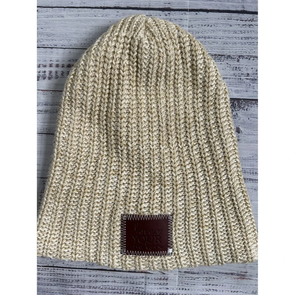 Love Your Melon Beanie Cotton Slouchy Tan Minimalist Ribbed Hat
